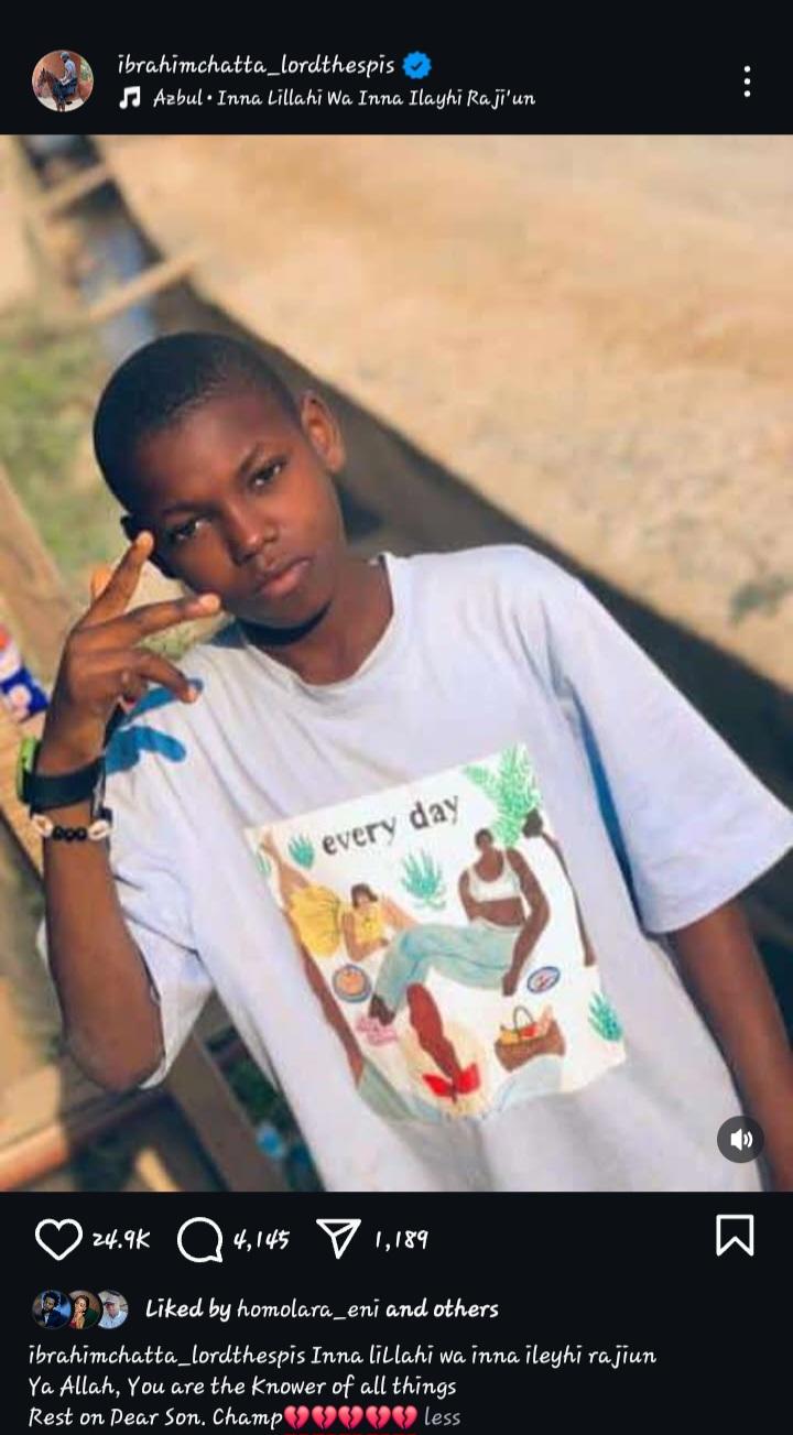 Nollywood Actor Ibrahim Chatta Bereaved as He Loses Son
